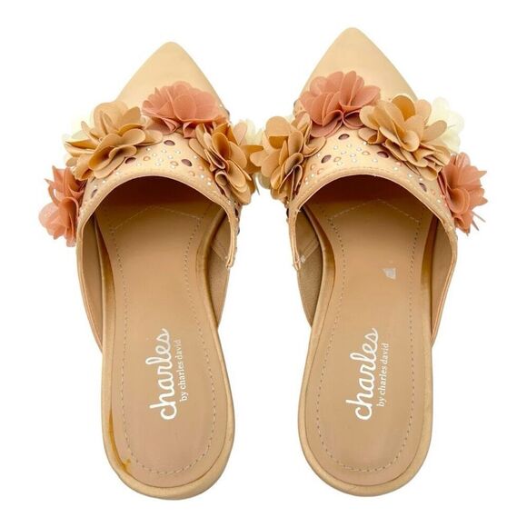 Charles by Charles Womens David Wesley Pointed Toe Flat Mules Beige Tan Size 5 - Picture 3 of 6